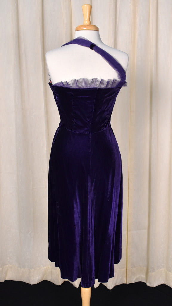 1950s Purple Velvet Asymmetrical Dress Cats Like Us 1950s Purple Velvet Asymmetrical Dress Cats Like Us