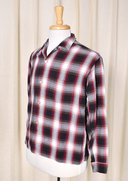 1950s Red & Blk Plaid LS Shirt Cats Like Us