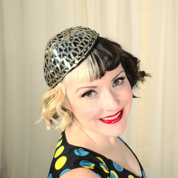 1950s Sequin Bow Cap Hat Cats Like Us