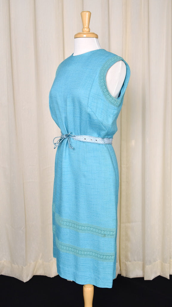 1950s Sexy Blue Linen Dress 1950s Sexy Blue Linen Dress