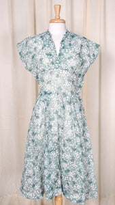 1950s Sheer Green Floral Vintage Dress Cats Like Us