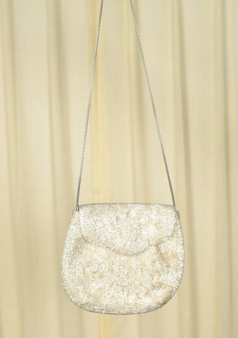 1950s Silver Beaded Handbag Cats Like Us