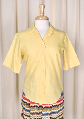 1950s Simple Yellow Vintage Blouse Cats Like Us