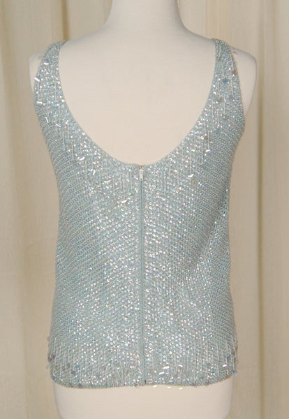 1950s Sky Blue Sequin Top Cats Like Us