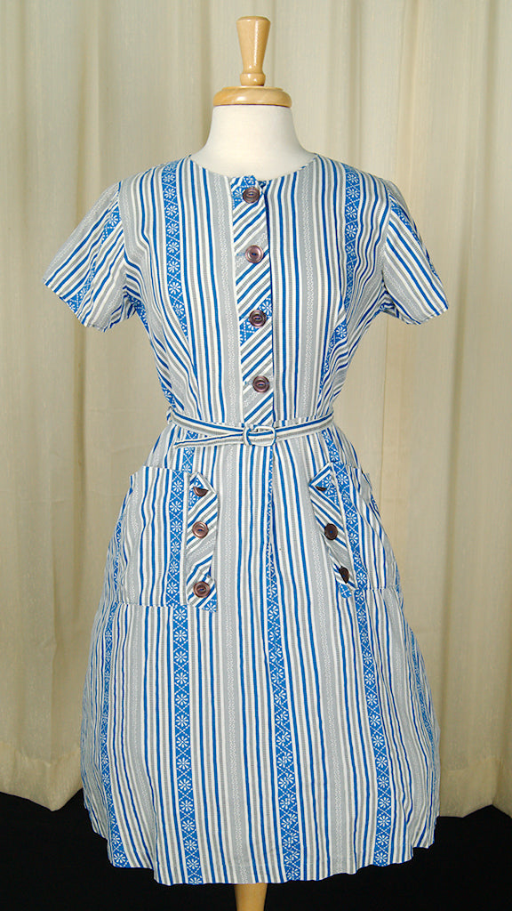 1950s Striped Pocket Day Dress Cats Like Us