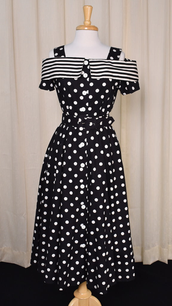 1950s Style B&W Polka Dot Dress – Cats Like Us