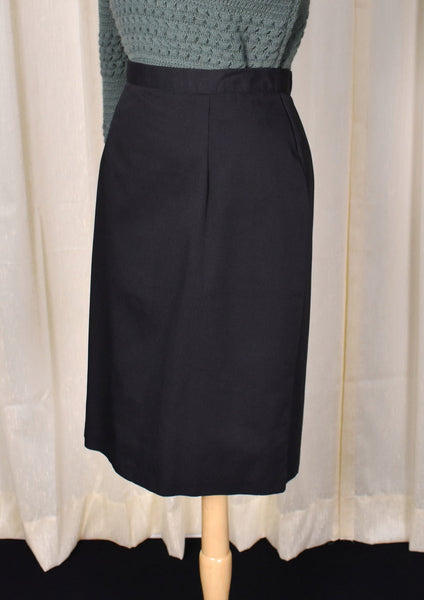 1950s Style Black Button Back Pencil Skirt Cats Like Us