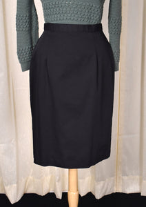 1950s Style Black Button Back Pencil Skirt Cats Like Us