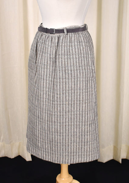 1950s Style Vintage Weaved Gray Skirt Cats Like Us