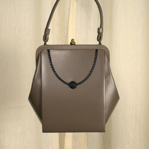 1950s Taupe & Black Handbag Cats Like Us