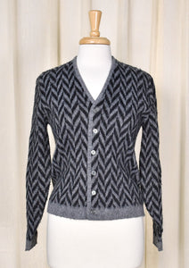 1950s Vintage Black Chevron Cardigan Cats Like Us