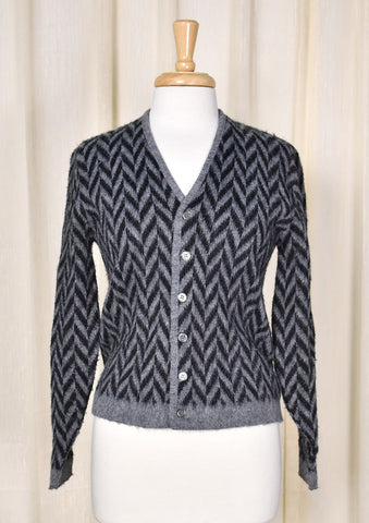 1950s Vintage Black Chevron Cardigan Cats Like Us