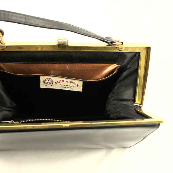 1950s Vintage Black Clasp Handbag Cats Like Us