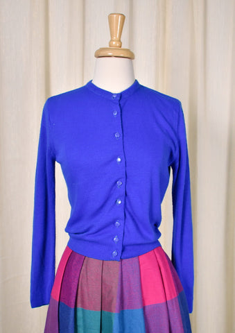 1950s Vintage Bright Blue Cardigan Cats Like Us