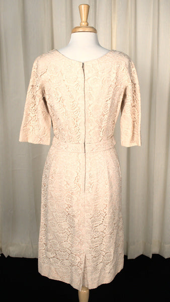 1950s Vintage Champagne Lace Dress Cats Like Us