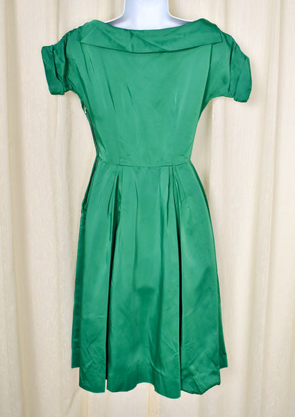 1950s Vintage Emerald Green Swing Dress Cats Like Us