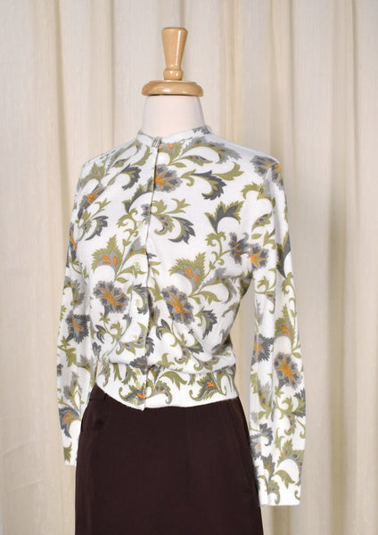 1950s Vintage Floral Scroll Cardigan Cats Like Us