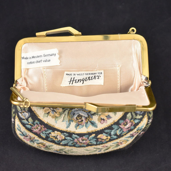 1950s Vintage Floral Tapestry Handbag Cats Like Us
