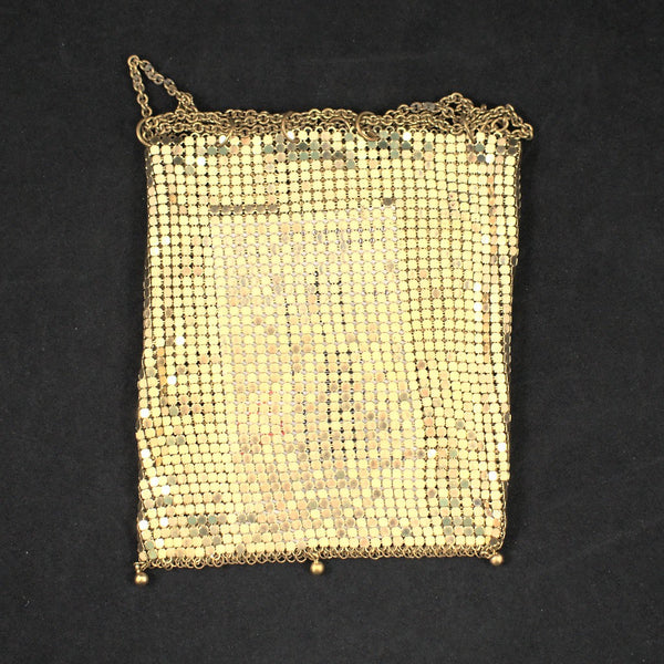 1950s Vintage Gold Mesh Draw String Bag Cats Like Us