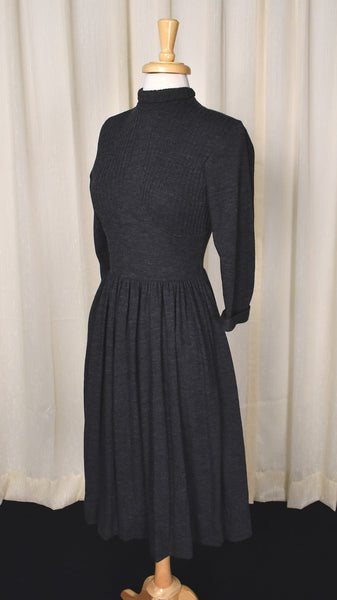 1950s Vintage Gray Knit Turtleneck Dress Cats Like Us