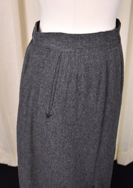 1950s Vintage Gray Wool Pocket Skirt Cats Like Us