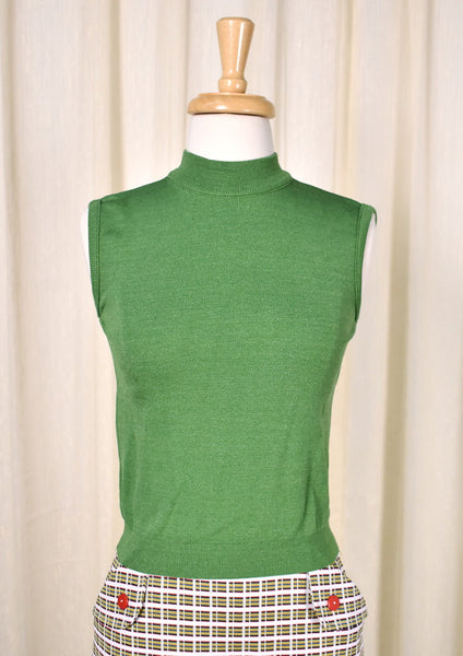 1950s Vintage Green Sleeveless Top Cats Like Us