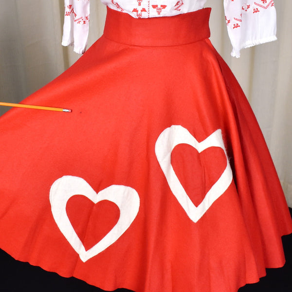 1950s Vintage Hearts Circle Skirt Cats Like Us