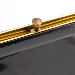 1950s Vintage Large Black Patent Clutch Cats Like Us