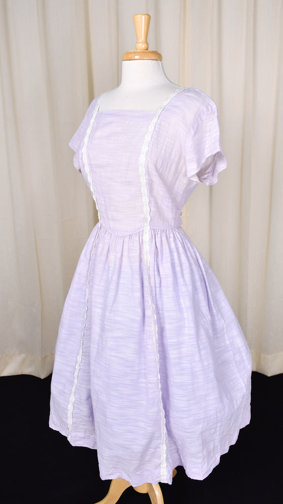 1950s Vintage Lavender & Eyelet Dress