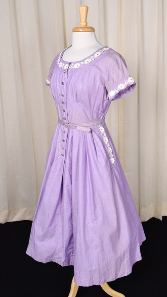 1950s Vintage Lavender Rhinestone Dress Cats Like Us