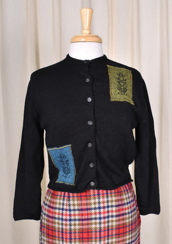 1950s Vintage Leaf Cropped Cardigan Cats Like Us