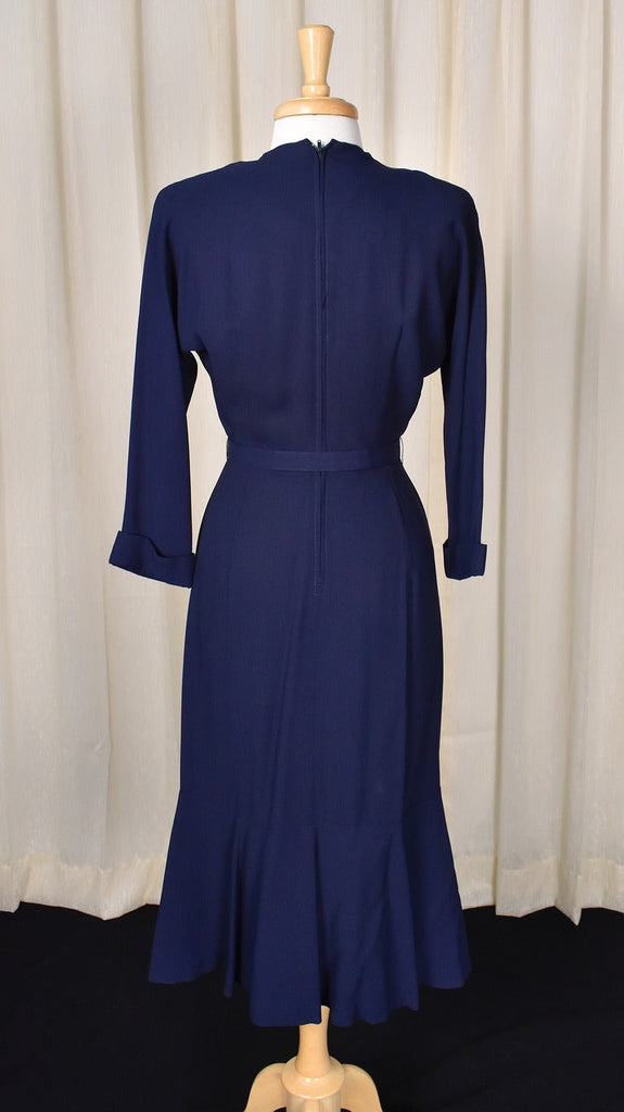1950s Vintage Navy Blue Mermaid Hem Wiggle Dress Cats Like Us 1950s Vintage Navy Blue Mermaid Hem Wiggle Dress Cats Like Us