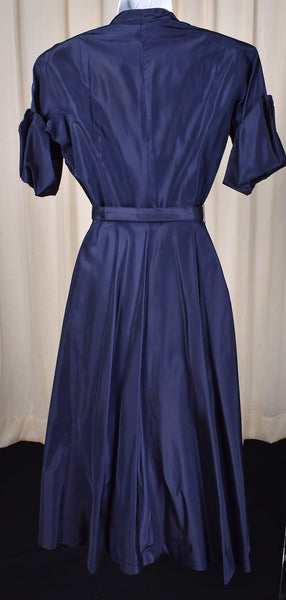 1950s Vintage Navy Blue Rhinestone Dress Cats Like Us