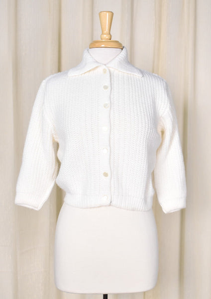1950s Vintage Off White Cropped Sweater Cats Like Us