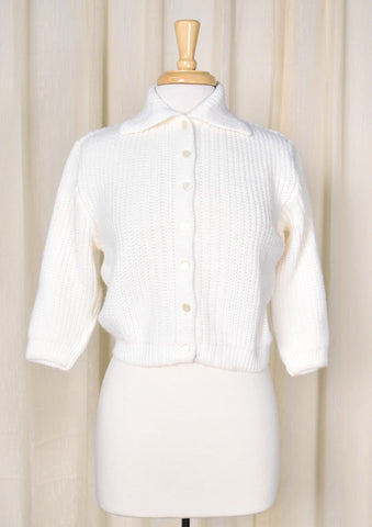 1950s Vintage Off White Cropped Sweater Cats Like Us