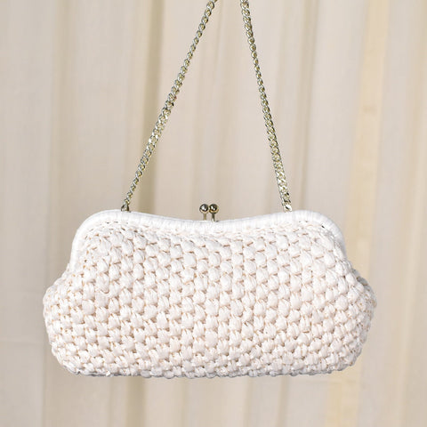 1950s Vintage Off White Raffia Clutch Cats Like Us