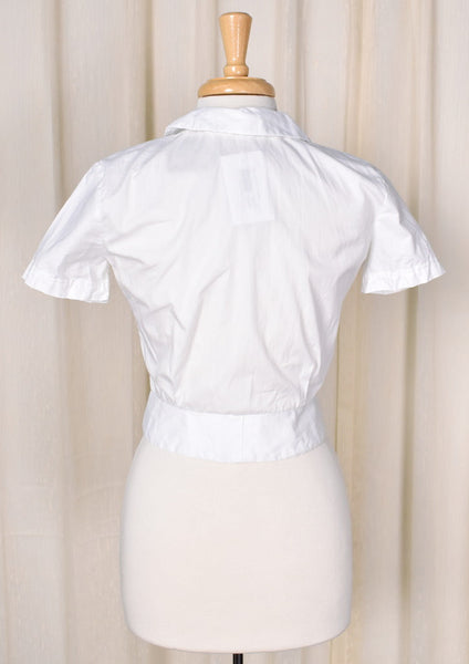 1950s Vintage Pearl & Lace Trim Blouse Cats Like Us