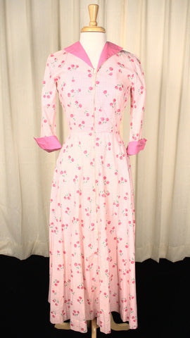 1950s Vintage Pink Gingham & Rose Dress Cats Like Us