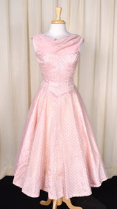 1950s Vintage Pink & Silver Party Dress Cats Like Us