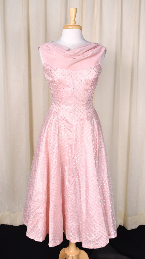 blue dress for baby girl 1950s Vintage Pink & Silver Party Dress – Cats Like Us