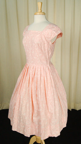 1950s Vintage Pink Swing Dress Cats Like Us