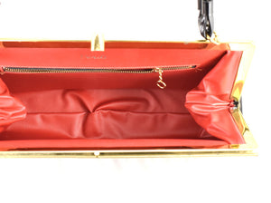 1950s Vintage Red Lined Patent Handbag Cats Like Us