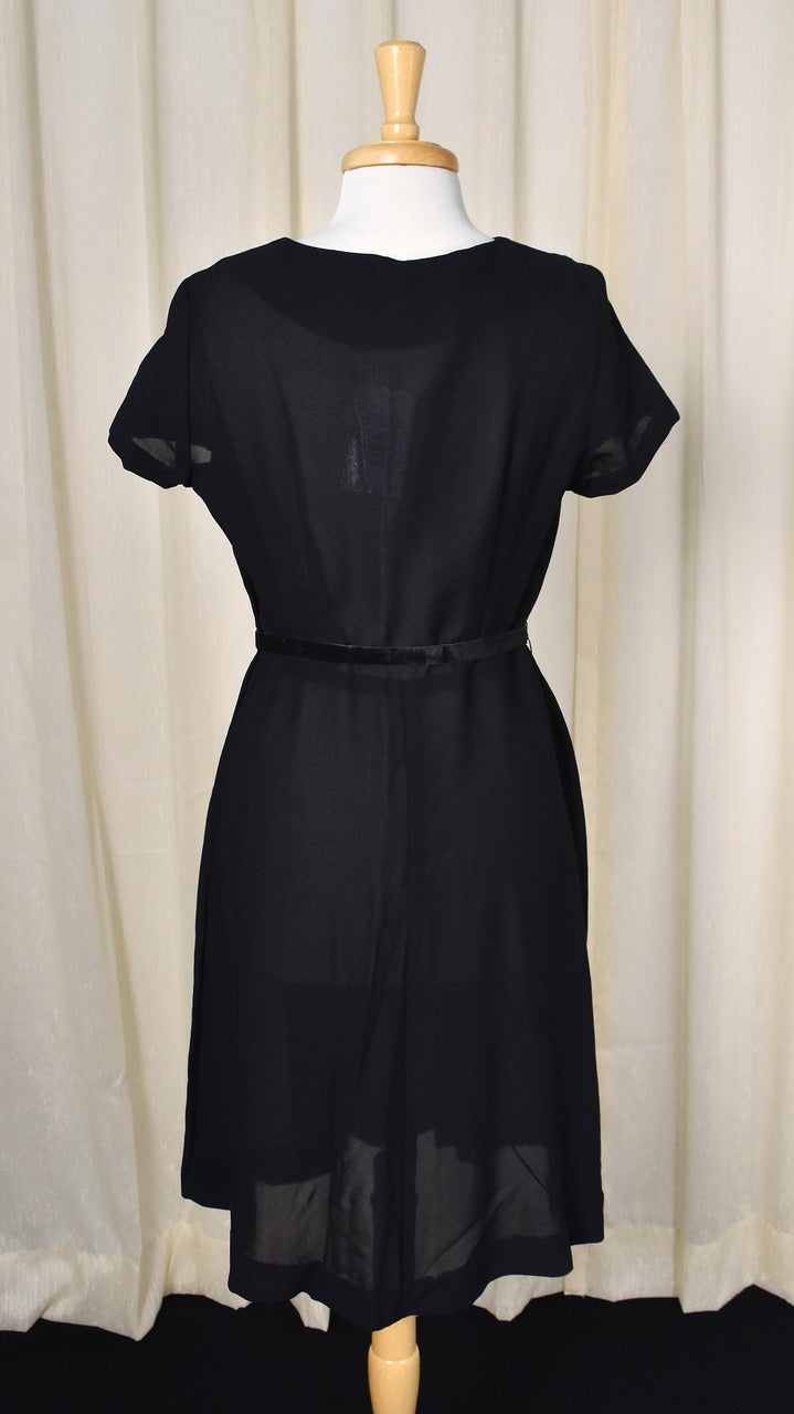 Forever Young dress | vintage 1950s little black dress popular | black bow sequined collar dress