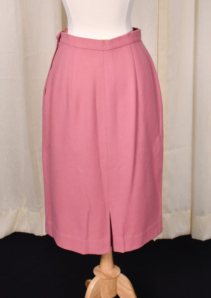 1950s Vintage Rose Pink Wool Skirt Cats Like Us