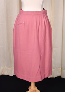 1950s Vintage Rose Pink Wool Skirt Cats Like Us