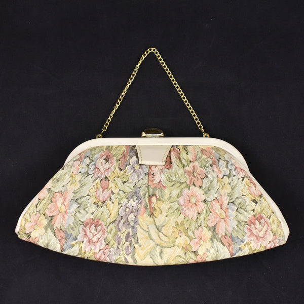 1950s Vintage Roses Tapestry Clutch Bag Cats Like Us