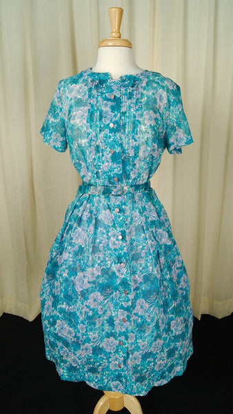 1950s Vintage Sheer Floral Day Dress Cats Like Us