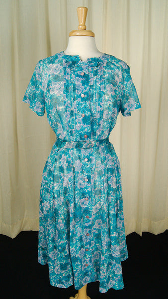 1950s Vintage Sheer Floral Day Dress Cats Like Us