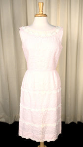 1950s Vintage  Sheer Illusion Pink Dress Cats Like Us