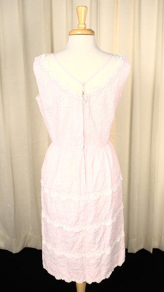 1950s Vintage  Sheer Illusion Pink Dress Cats Like Us